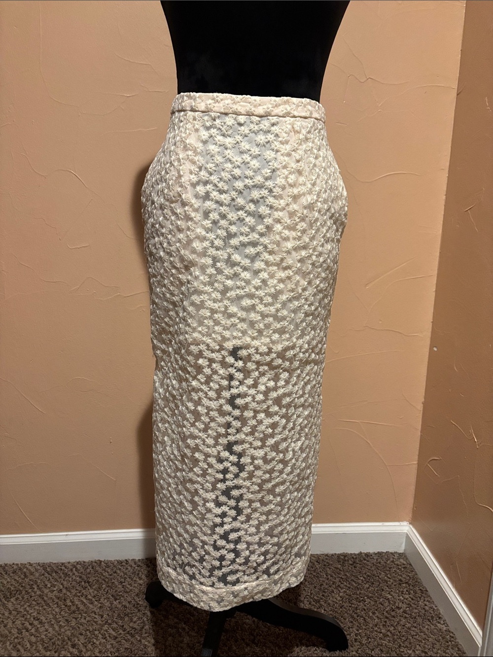 Rebecca Minkoff Cream Lace Maxi Skirt